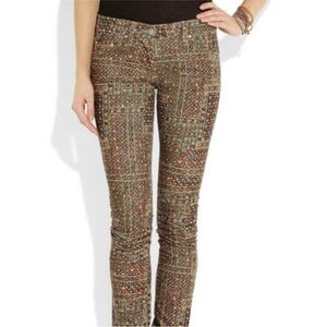 Isabel Marant Etoile Itzel Print Skinny Corduroy Pants Sz 40